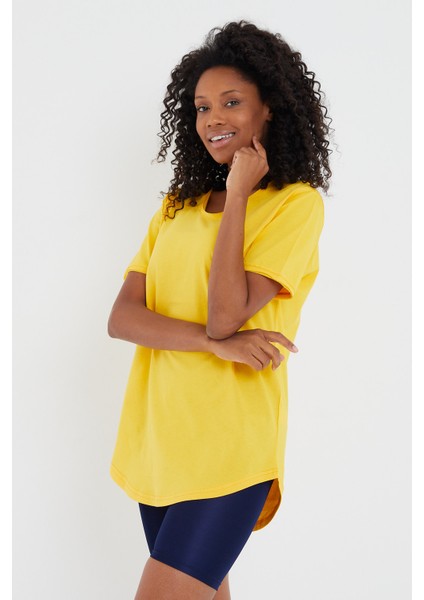 Tarz Cool Women Sarı Pis Yaka Salaş T-SHIRT-XKTCPS001R03S modelleri
