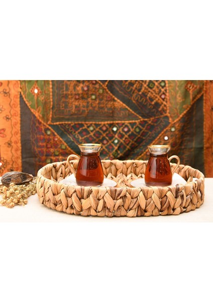 Hasır El Yapımı Kalın Örgü Oval Tepsi 36*27*5cm
