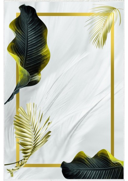 yolluk Koridor Altın Yeşil Çerçeve Kaymaz Yuvarlak Oval Kesme Ince Yıkanabilir Halı fiyatları