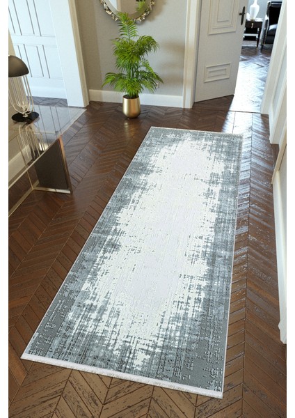 yolluk Koridor Mavi Dijital Baskı Kaymaz Yuvarlak Oval Kesme Ince Yıkanabilir Halı