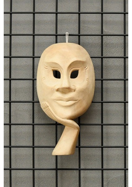 Ahşap El Yapımı Düşünen Insan Tiyatral Mask 25CM