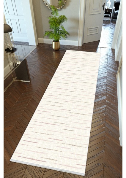 yolluk Koridor Ekru Mor Dijital Baskı Kaymaz Yuvarlak Oval Kesme Ince Yıkanabilir Halı