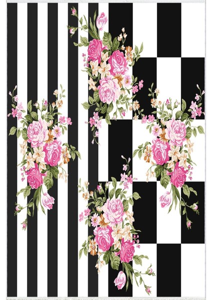 yolluk Koridor Pembe Siyah Dijital Baskı Kaymaz Yuvarlak Oval Kesme Ince Yıkanabilir Halı fiyatları