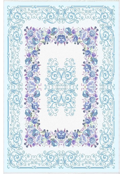 yolluk Koridor Turkuaz Mavi Dijital Baskı Kaymaz Yuvarlak Oval Kesme Ince Yıkanabilir Halı fiyatları