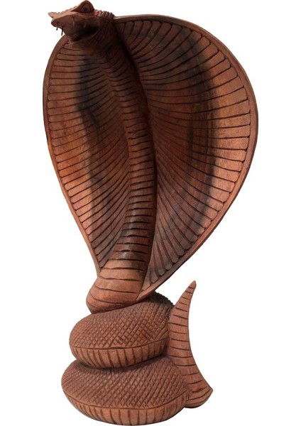 Ahşap El Yapımı Kral Kobra Heykel/ Biblo 30CM