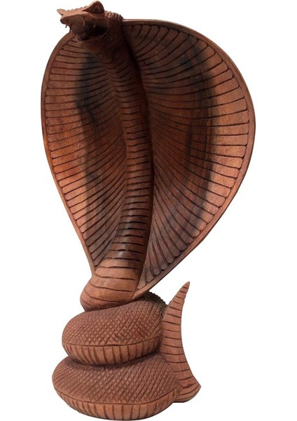 Ahşap El Yapımı Kral Kobra Heykel/ Biblo 30CM