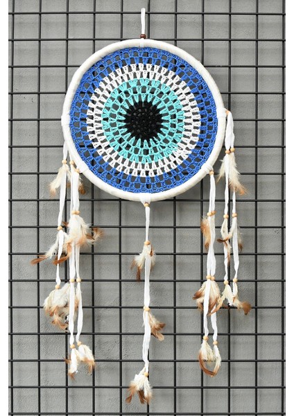 El Yapımı Örgülü Rattan Nazarlık Desenli Rüya Kapanı 30CM