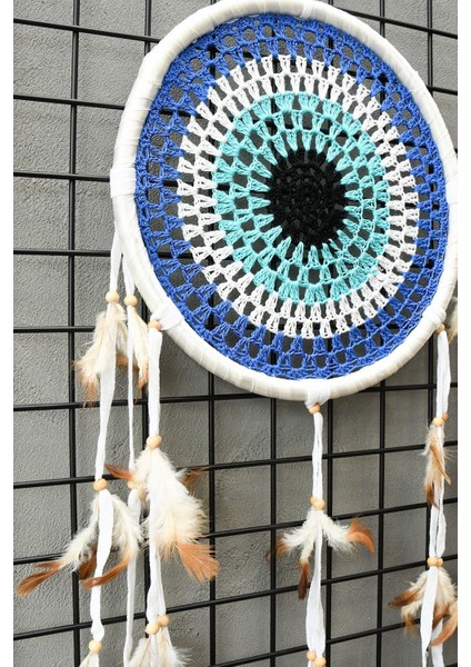 El Yapımı Örgülü Rattan Nazarlık Desenli Rüya Kapanı 30CM