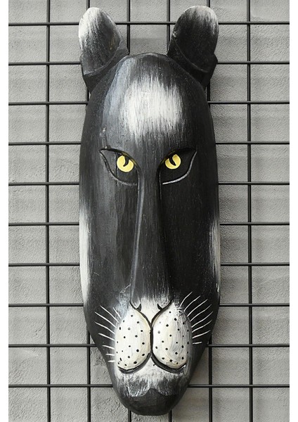 Ahşap El Yapımı Panter Mask/ Duvar Dekoru 50CM