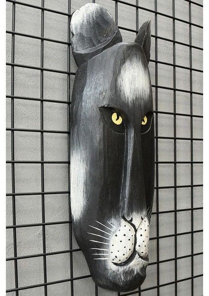 Ahşap El Yapımı Panter Mask/ Duvar Dekoru 50CM