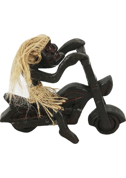 Ahşap El Yapımı Primitif / Ilkel Insan Motorcu Mikro Figür 21*18CM
