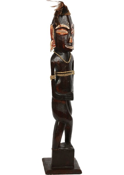 Ahşap Primitif Heykel 2'li , 52 cm