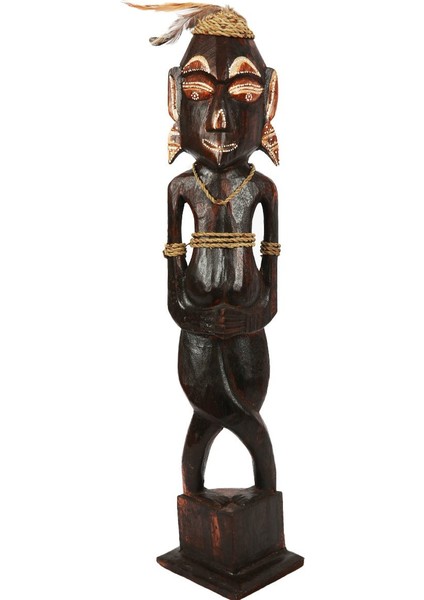 Ahşap Primitif Heykel 2'li , 52 cm