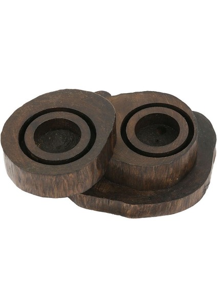 Ahşap Dönerli 2'li Tealıght Lamba/mumluk 8*16 cm