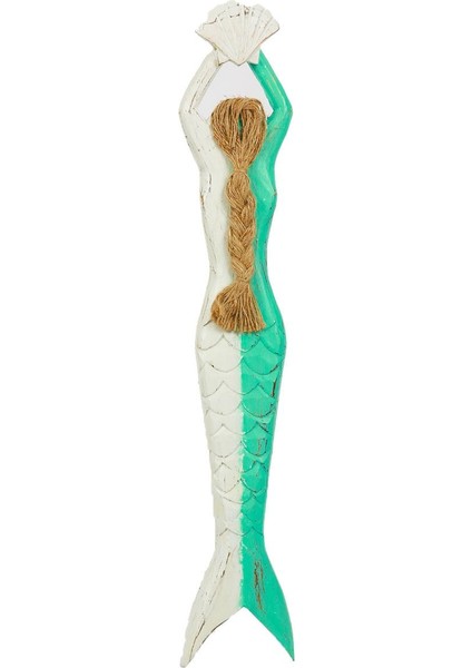 Ahşap El Yapımı Deniz Kızı Duvar Dekoru Büyük Boy 70 cm