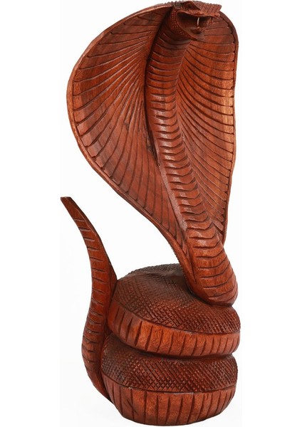 Ahşap El Yapımı Kral Kobra Heykel/ Biblo,40 cm