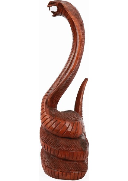 Ahşap El Yapımı Kral Kobra Heykel/ Biblo,40 cm