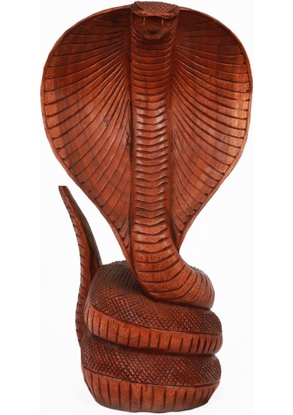 Ahşap El Yapımı Kral Kobra Heykel/ Biblo,40 cm