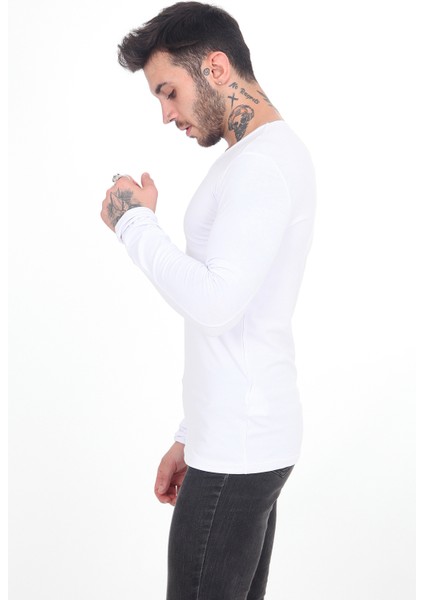Erkek Oval Kesim Over Size Pamuklu Basic T-Shirt