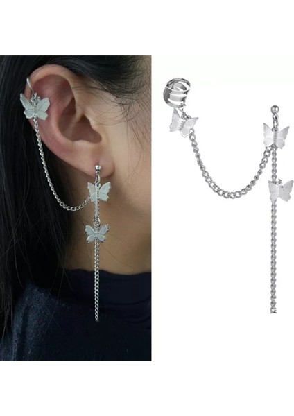 Üstten Deliksiz Yıldız Sallantılı Kıkırdak Küpe