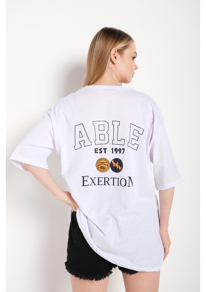 Kadın Oversize Able Baskılı T-Shirt