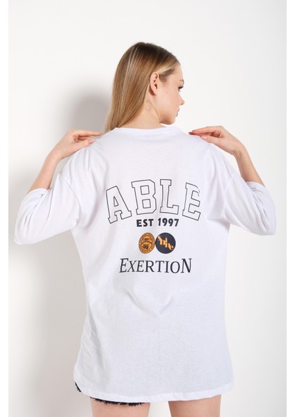 Kadın Oversize Able Baskılı T-Shirt modelleri