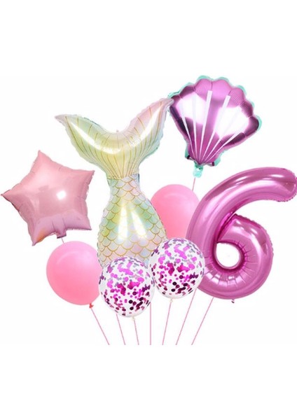 Deniz Kızı Rakam Konsept Yaş Balon Doğum Günü Set Yaş Balon Set