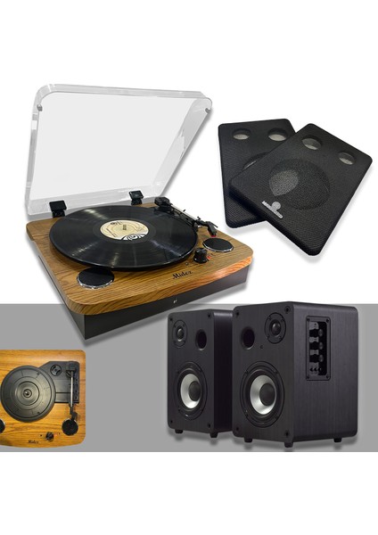 MTX-256S Set Nostaljik Pikap Plak Çalar ve Hoparlör Ses Sistemi Seti (Bluetooth Usb)