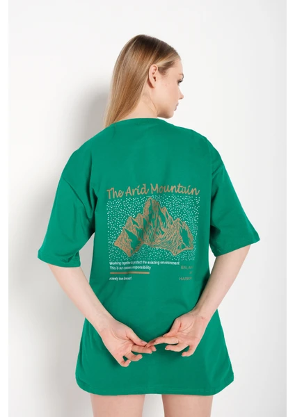 Kadın Arid Mountain Baskılı Oversize T-Shirt