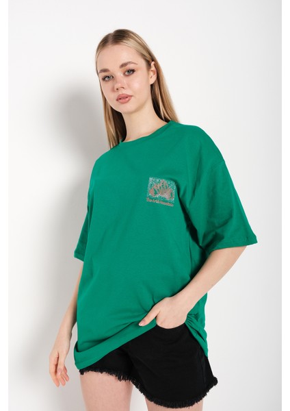 Kadın Arid Mountain Baskılı Oversize T-Shirt