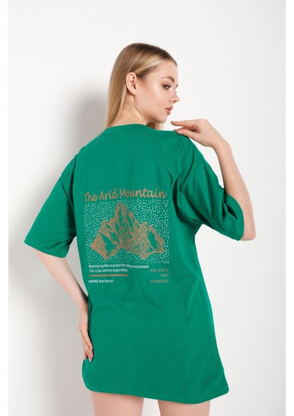 Kadın Arid Mountain Baskılı Oversize T-Shirt