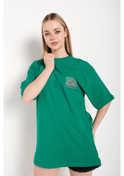 Kadın Arid Mountain Baskılı Oversize T-Shirt