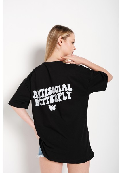 Logo Baskılı Tişört Antisocial Butterfly modelleri