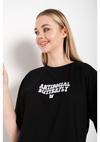 Logo Baskılı Tişört Antisocial Butterfly indirimleri