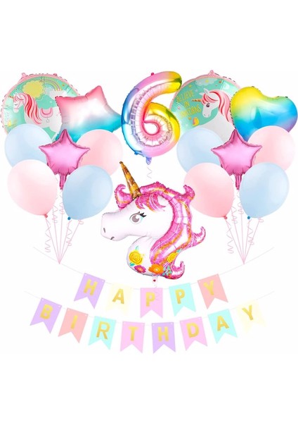 Gökkuşağı Balon Renkli Balon Pembe Yaş Balon Rakam Konsept Balon Doğum Günü Set