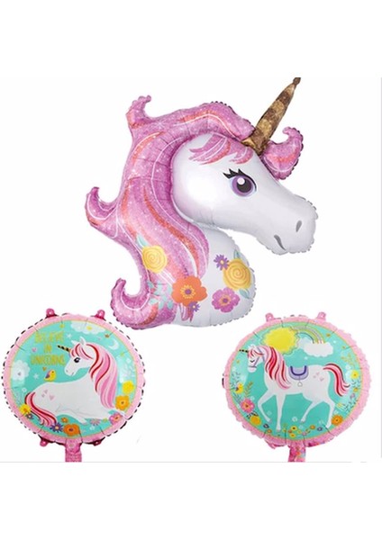 Gökkuşağı Balon Renkli Balon Pembe Yaş Balon Rakam Konsept Balon Doğum Günü Set
