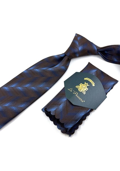 Kahverengi Motif Desen Mendilli Klasik Kravat KK11323 fiyatları