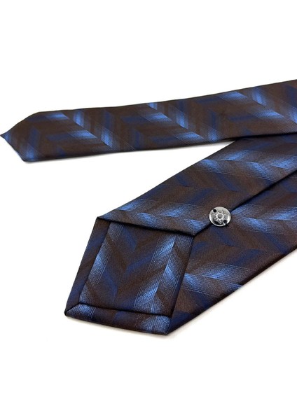 Kahverengi Motif Desen Mendilli Klasik Kravat KK11323 modelleri