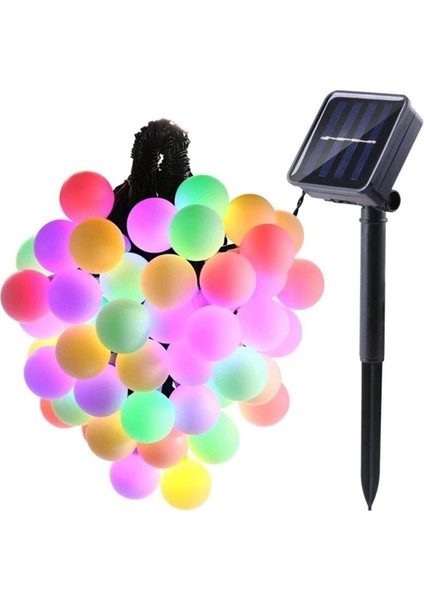 50 LED 7 Metre Renkli Solar Güneş Enerjili Bahçe Teras Balkon Ağaç Lambası Aydınlatması