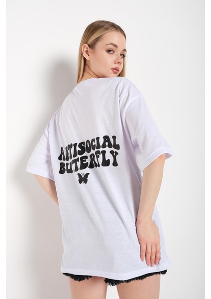 Logo Baskılı Tişört Antisocial Butterfly modelleri