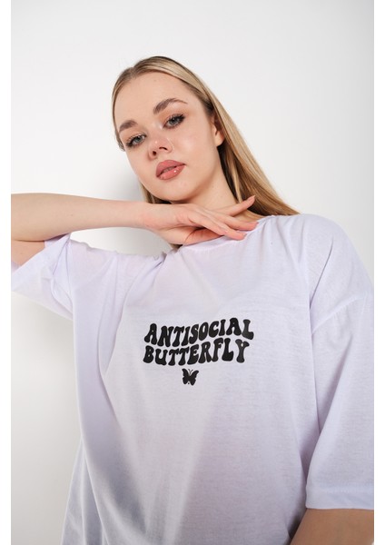 Logo Baskılı Tişört Antisocial Butterfly indirimleri