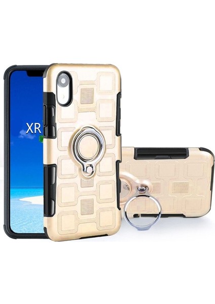 Apple iPhone Xs Kılıf Vasos Yüzüklü Silikon Gold