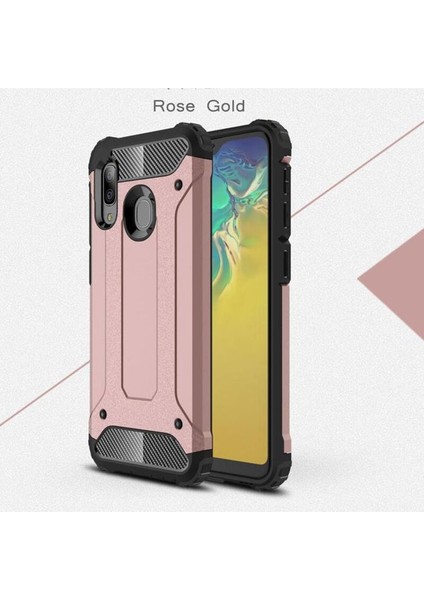 Samsung Galaxy A30 Kılıf Zırhlı Silikon Kılıf Rose Gold