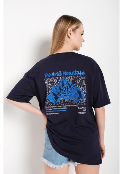 Kadın Arid Mountain Baskılı Oversize T-Shirt