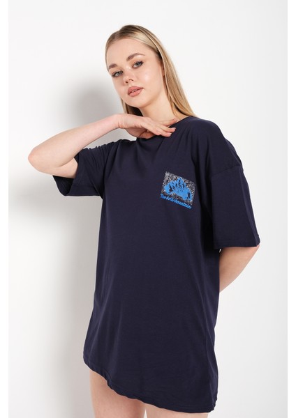 Kadın Arid Mountain Baskılı Oversize T-Shirt