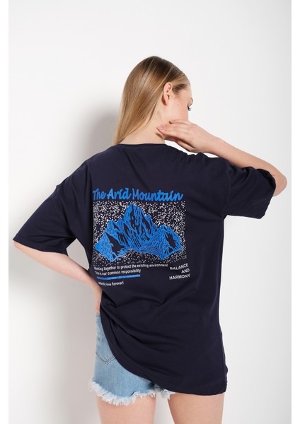 Kadın Arid Mountain Baskılı Oversize T-Shirt