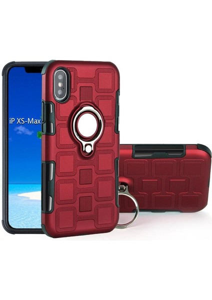 Apple iPhone x Kılıf Vasos Yüzüklü Silikon Kırmızı