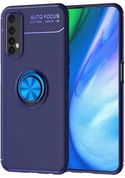 Realme 7 Kılıf Zebana Yüzüklü Silikon Kılıf Mavi