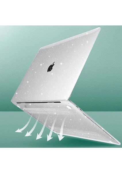 apple Macbook Air 13.6 Inç 2022 M2 Çip A2681 Uyumlu Simli Parlak Crystal 360 Derece Korumalı Kapak