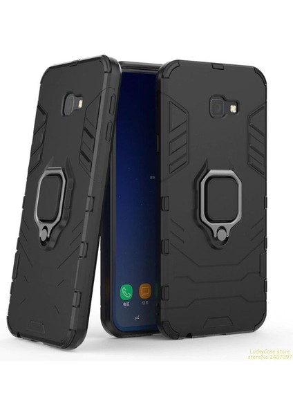 Samsung Galaxy J4 Core Kılıf Verüs Yüzüklü Silikon Kenar Kılıf Siyah